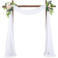 SASIGAYA Querbehang Freihanddeko Weiß Chiffon Vorhang Hochzeit Querbehänge 75x400cm Fensterdekoration Transparentem Voile Hochzeitsbogen Dekostoff Tüll Dekorationen für Fotografie Party Hochzeit