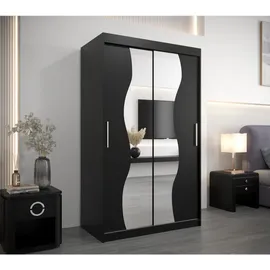abiks möbel Schwebetürenschrank MADRYT 120 x 200 x 62 cm Schwarz