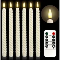 6er-set (beige) Led-kerzen, Dekorative Led-kronleuchterkerzen, Flammenlos, Fernbedienung Mit Timer, Batteriebetrieben, Für Kerzenhalter, Hochzeiten, Halloween Und Weihnachtsdekoration