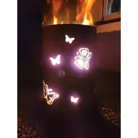 Feuertonne - Lagerfeuertonne - Feuerkorb mit Schmetterling Motiv – Verleihen Sie Ihrem Garten EIN besonderes Ambiente für unvergessliche Abende mit ihren Freunden
