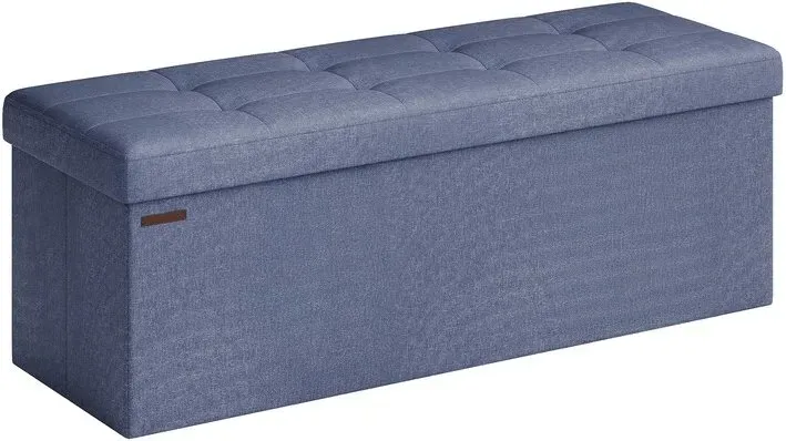 Ochama Faltbare Aufbewahrungstruhe, 43 Zoll Sitzhocker, Fußstütze für Schlafzimmer, Wohnzimmer, Eingangsbereich, Blau, 660 lb Tragfähigkeit