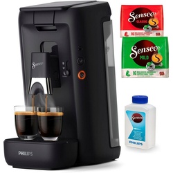 Philips Senseo Kaffeepadmaschine Maestro CSA260/60, aus 80% recyceltem Plastik, +3 Kaffeespezialitäten, Memo-Funktion, inkl. Gratis-Zugaben im Wert von € 14,- UVP schwarz