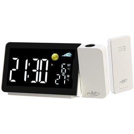 Infactory Funk-Wetterstation mit Projektionswecker, Außensensor, USB-Port, weiß