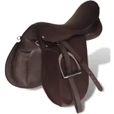 vidaXL Pferdereiten Sattelset 17,5\" echtes Leder braun 18 cm 5-in-1