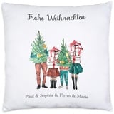 Kiddle-Design Weihnachtskissen Personalisiert Familie Kissen Idee Geschenk Eltern Kinder Persönlich Nikolaus Weihnachten Xmas Geschenk 2 Kinder