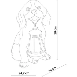 GLOBO Solarleuchte Hund Garten Solar Dekoleuchte Solarlampe für Außen, Beagel mit Laterne, Akku, 1x LED, LxBxH 18x24,2x26 cm