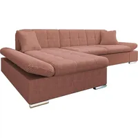 MIRJAN24 Ecksofa Malwi Cord mit Bettkasten und Schlaffunktion, Elegante Couch, Polsterecke (Farbe: Poso 29, Seite: Links) - Rosa