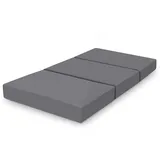 Amazon Basics Faltbare Memoryschaum Gästematratze mit Bezug, Mittel Fest, 120 x 195 x 10 cm, Grau