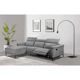 PLACES OF STYLE »Lund in Cord, L-Form, 261 cm, manuelle und elektr. Relaxfunktion,«, USB-A und Kopfteilverstellung, grau