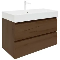 Badezimmerschrank mit Waschbecken SAT B-Way 99x50x45 cm Nussbaum matt BWAY2100NUTU2BBI