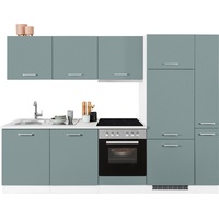 Held MÖBEL Küchenzeile »Visby«, mit E-Geräten, Breite 270 cm inkl. Kühlschrank und Geschirrspüler, grün