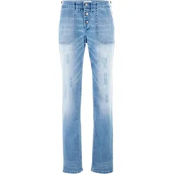 bonprix Komfort-Stretch-Boyfriend-Jeans, blau, 46, mit Baumwolle