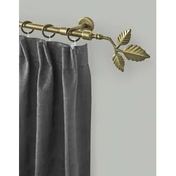 Gardinenstange GARESA "RUSTIKA", gold (mattgoldfarben), L:250cm Ø:16mm, Metall, Gardinenstangen, rustikale Vorhanggarnitur, verlängerbar, m. Ringe, Endk. Blatt