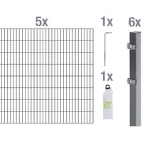 GAH Alberts Doppelstabmattenzaun Set 5 Matten 1,60 x 10 m anthrazit