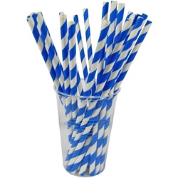 VEPATIM 1000x Papiertrinkhalme Trinkhalme aus Papier blau/weiß O6mm 21cm