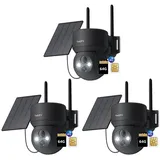 ieGeek Überwachungskamera 4G LTE Überwachungskamera Aussen mit SIM Karte (Aussen, Außenbereich, Wald, Farm, Campingbus, Straße, 355°/90° Schwenkbar PTZ Kabellos IP Kamera Ohne WLAN Outdoor Kamera, 3-tlg., 2K Farbe Nachtsicht aussenkamera PIR Erkennung 2-Wege-Audio, 4-fachen digitalen Zoom IP66 Wasserdicht für Garten, Hof) schwarz