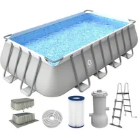 Avenli Pool grau Kunststoff, Uni, Rechteckig, 305x122x549 cm, Freizeit,