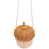Jeanoko Rattan-Aufbewahrungskorb für Kinder, Handgewebt, Dekorativer Korb in Eichelform, Wandbehang, Bauernhaus-Dekoration für und Mädchen, Fotografie-Requisiten(Kleine