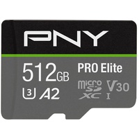 PNY microSDXC Pro Elite 512 GB Class 10 UHS-I A1 V30 + SD-Adapter