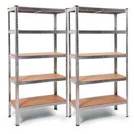 Ondis24 Steckregal Metall 90 x 40 x 180 cm grau/silberfarben 5 Fachböden