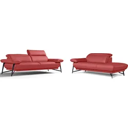 Egoitaliano Polstergarnitur »Anais, Design mit hohem Sitzkomfort für mehr Bequemlichkeit«, Set: bestehend aus Sofa und Ottomane, inkl. Kopfteilverstellung Egoitaliano rot