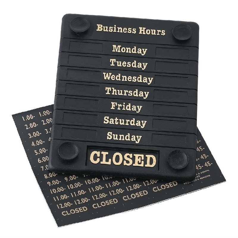 Gastronoble Schild für Öffnungszeiten Open/Closed Tagen der Woche und Zeiten