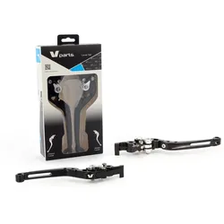 V PARTS Klappbare Hebel 177mm CNC Schwarz/Aluminium Schrauben mit Adaptern von Pair Kawasaki, schwarz
