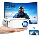 Rosaking Wifi Mini-Beamer, Full HD 1080P Beamer, Tragbare Mini Beamer Heimkino Mini-Beamer (Home/Outdoor Projektor Kompatibel mit PS4/TV, 1920x1080 px, Stick/HDMI/USB/iOS/Android Handy) weiß