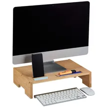 Relaxdays Monitorständer aus Bambus 41 cm Hellbraun
