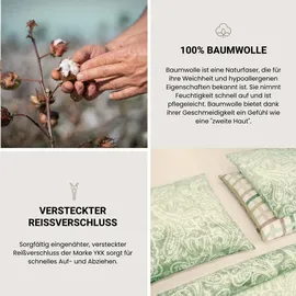 SCHIESSER Bettwäscheset Luiza - Renforcé - 2-teilig - 135 x 200 cm, - Grün