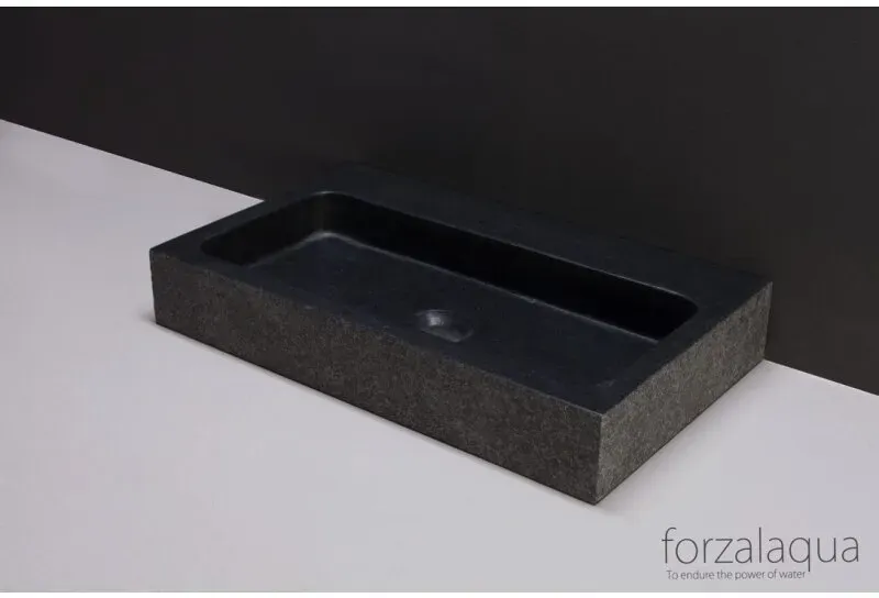 Forzalaqua Stein Waschbecken, TARANTO GRANIT GEBRANNT 50X30X8CM mit Hahnloch