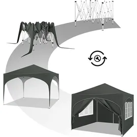 Woltu Faltpavillon 3 x 3 m inkl. 4 Seitenteile Grau