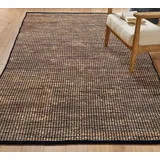 Chardin home Jute-Teppich-Kollektion, 1,5 x 2,1 m, Boho, rustikal, natürliche Jute/Schwarz, handgewebter Teppich für Schlafzimmer, Wohnzimmer, Küche und Diele, R112-5