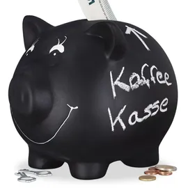 Relaxdays 10 x Sparschwein, zum Beschriften, schwarz