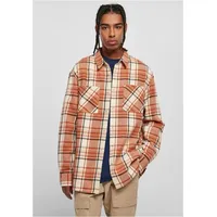 URBAN CLASSICS Long Oversized Checked Leaves Shirt - Beige