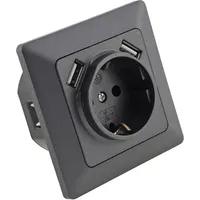 ChiliTec USB-Steckdose Unterputz Grau 2 St.