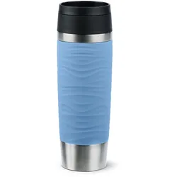 EMSA Travel Mug Waves Grande, Blau, Edelstahl, Silikon, Edelstahl, Polypropylen