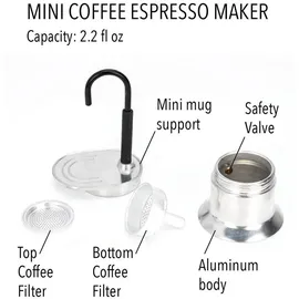 Asixxsix Moka Topf 50 ml 1 Tasse Aluminium