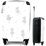 MuchoWow Handgepäckkoffer Mädchen - Ballett - Rosa - Muster - Mädchen - Kinder - Kinder, 4 Rollen, Reisetasche mit rollen, Handgepäck für Ferien, Trolley, Reisekoffer bunt