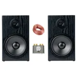 Design Mini Stereo Anlage HiFi Lautsprecher Verstärker Set 80W Schwarz Bluetooth