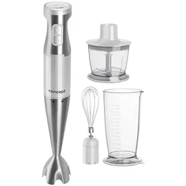 Concept TM4910, Stabmixer mit Zerhacker, Schneebesen und Mischbehälter 1000 W Edelstahl, Weiß - Silber/Weiß