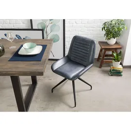 Massivmoebel24 Polsterstuhl Leder blau
