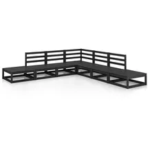 vidaXL 7-tlg. Garten-Lounge-Set Schwarz Massivholz Kiefer