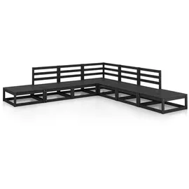 vidaXL 7-tlg. Garten-Lounge-Set Schwarz Massivholz Kiefer