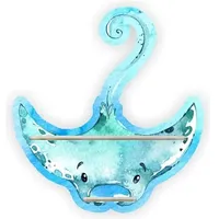 Farbklecks-Collection Regal Erweiterung für Hörfiguren, kompatibel mit Tonie-Figuren, Unterwasserwelt Modul Tier Tauchender Manta, 30x33 cm, für 8–10 Figuren, Wandregal Kinderzimmer, handgefertigt