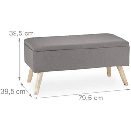 Relaxdays Truhenbank Gepolstert Hellgrau 39,5 x 79,5 x 39,5 cm