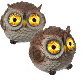 MARELIDA 2x LED Solar Eule Gartenfigur D: 9cm in braun | Gr.: onesize