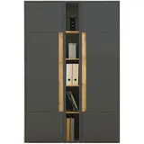 furn.design Aktenschrank Set Center in grau Eiche Wotan Holzwerkstoff, Nachbildung,Eiche, Uni, Holz Optik, 12 Fächer - Grau