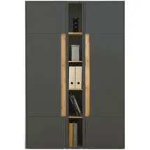 furn.design Aktenschrank Set Center in grau Eiche Wotan Holzwerkstoff, Nachbildung,Eiche, Uni, Holz Optik, 12 Fächer - Grau