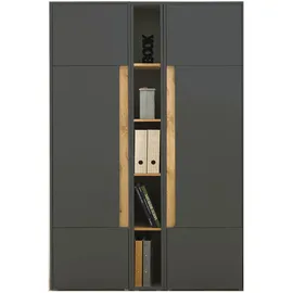 furn.design Aktenschrank Set Center in grau Eiche Wotan Holzwerkstoff, Nachbildung,Eiche, Uni, Holz Optik, 12 Fächer - Grau